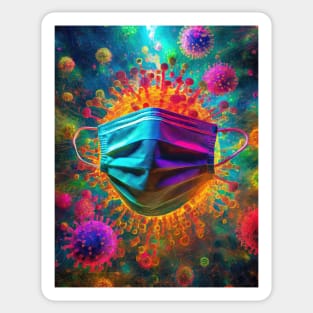 Psychedelic virus microworld Sticker